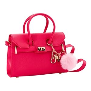 FAO Schwarz Hudson Kids Mini Hot Pink Purse with Pom Pom Charm